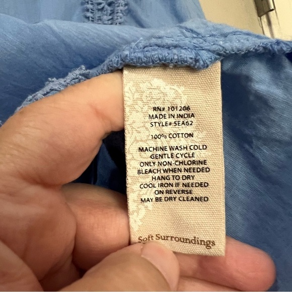 Soft Surroundings 1X Periwinkle Trianon Flowy Peasant Blouse Y6 - Picture 8 of 8